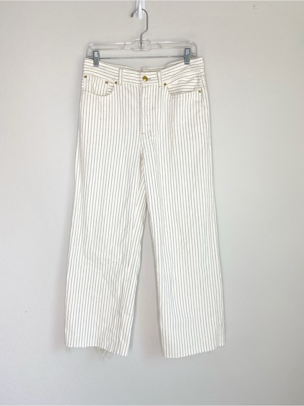 Madewell Low Slung Baggie Striped wide Leg Denim Jeans Size 25